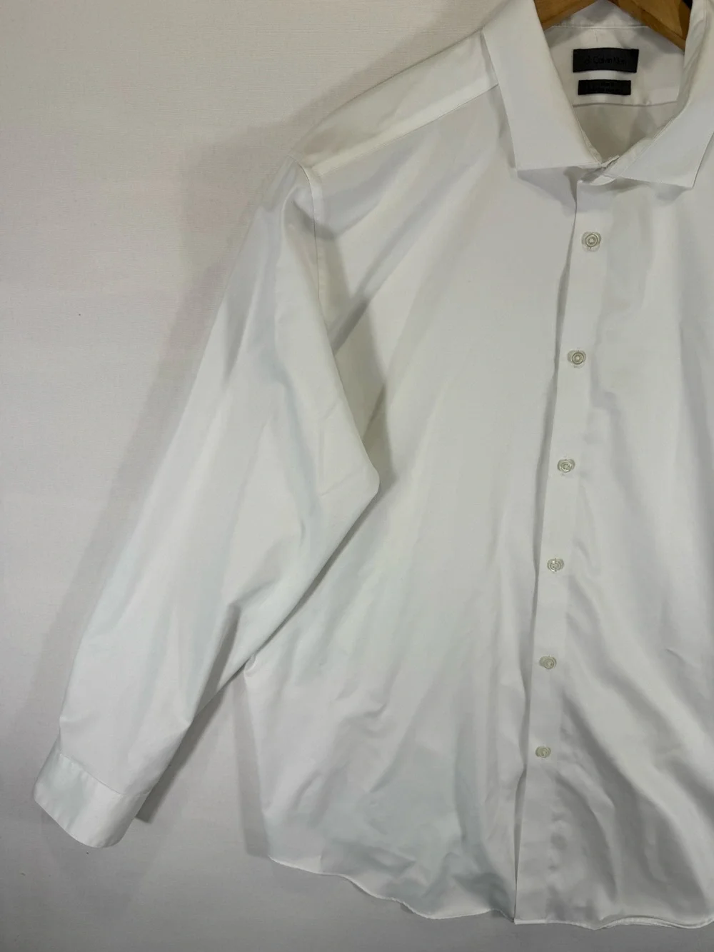 Calvin Klein White Men's Dress Shirt - Spread Collar